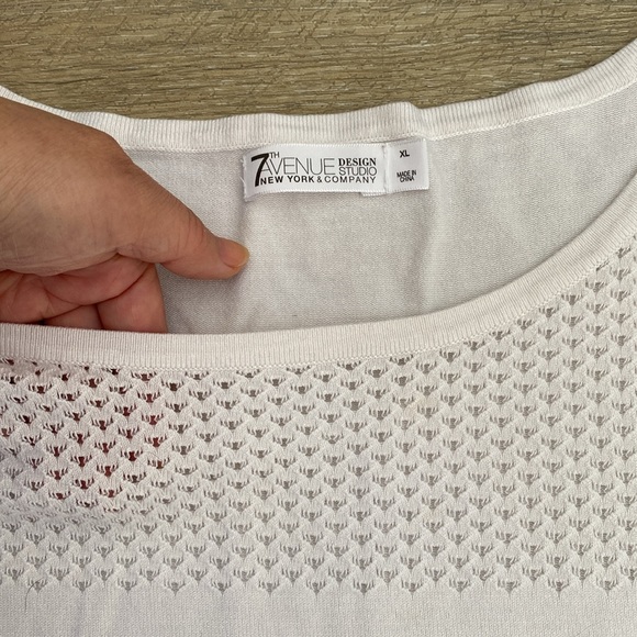 7th Avenue Design Studio New York & Company Studded White Sweater w/Open Knit XL - Picture 6 of 8